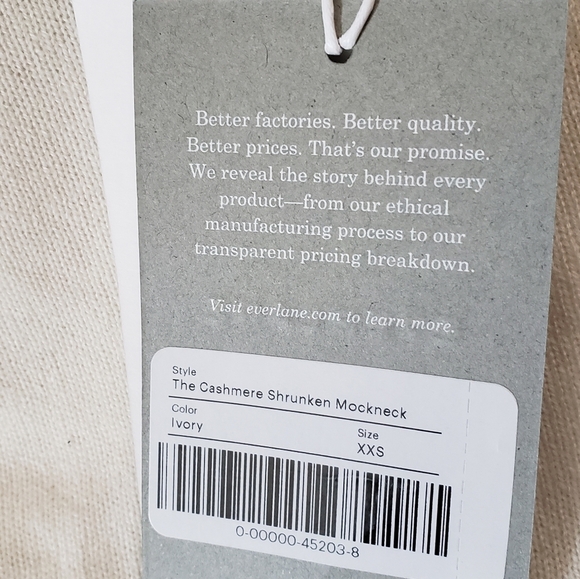 EVERLANE The Cashmere Mock Neck Sweater Cream sz Xxs NWT - Picture 4 of 4